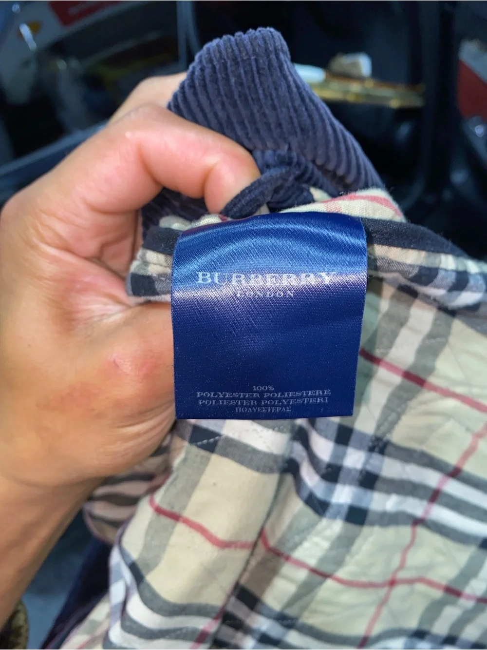 Men’s Burberry Navy Quilted Jacket with Classic Nova Check Lining size Reg L